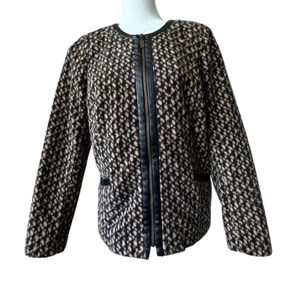 Bob Mackie Jackets & Blazers - Bob Mackie Fleece Zip Up Jacket Pockets Brown Black Wearable Art